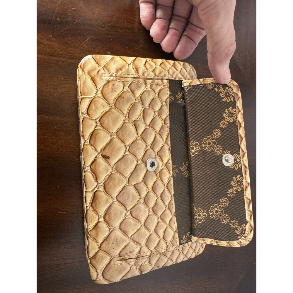Crocodile Embossed Wallet Clutch Tan Beige Card Slots‎ Organizer - Picture 3 of 7